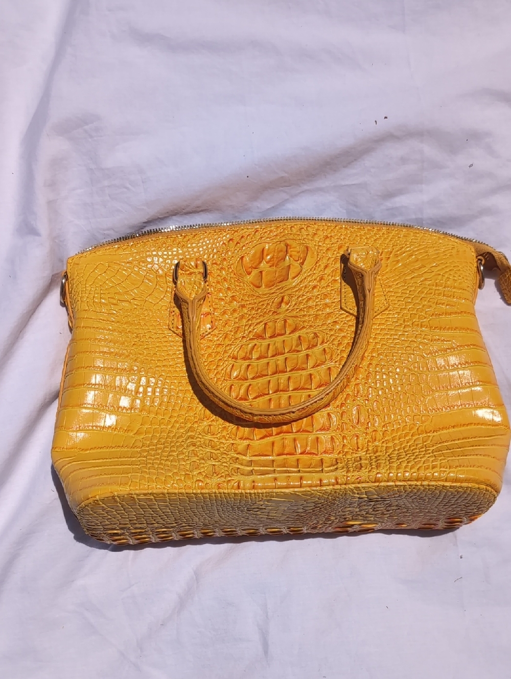Croc-Embossed Yellow Women’s Satchel